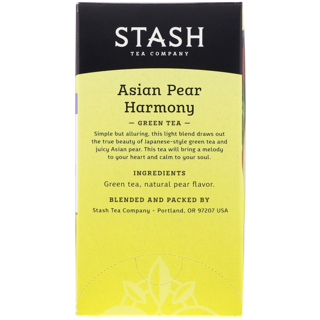 Stash Tea, té verde, armonía de pera asiática, 18 bolsitas de té, 34 g (1,1 oz)