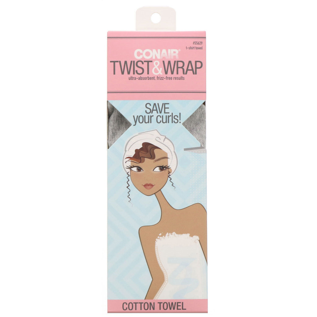 Conair, toalla de algodón Twist &amp; Wrap, 1 toalla