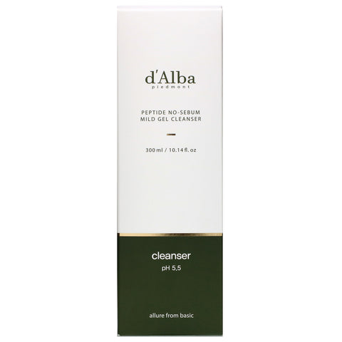 d'Alba, Péptido sin sebo, gel limpiador suave, 10,14 fl oz (300 ml)