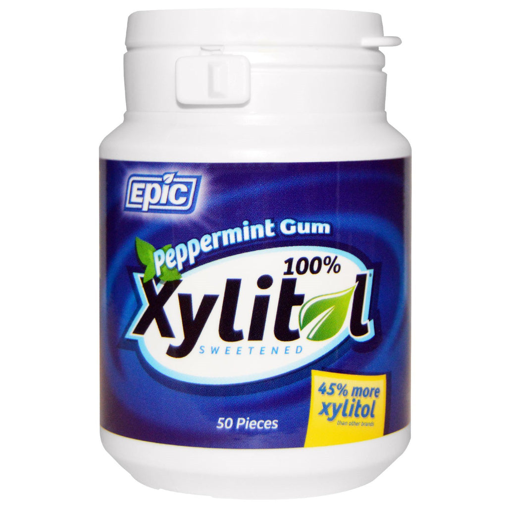 Epic Dental, 100% Xylitol Sweetened, Peppermint Gum, 50 Pieces