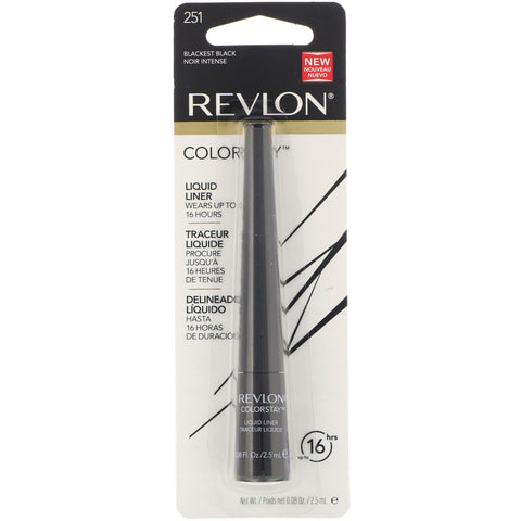 Revlon, Colorstay, Delineador líquido, Blackest Black 251, 0,08 oz (2,5 ml)