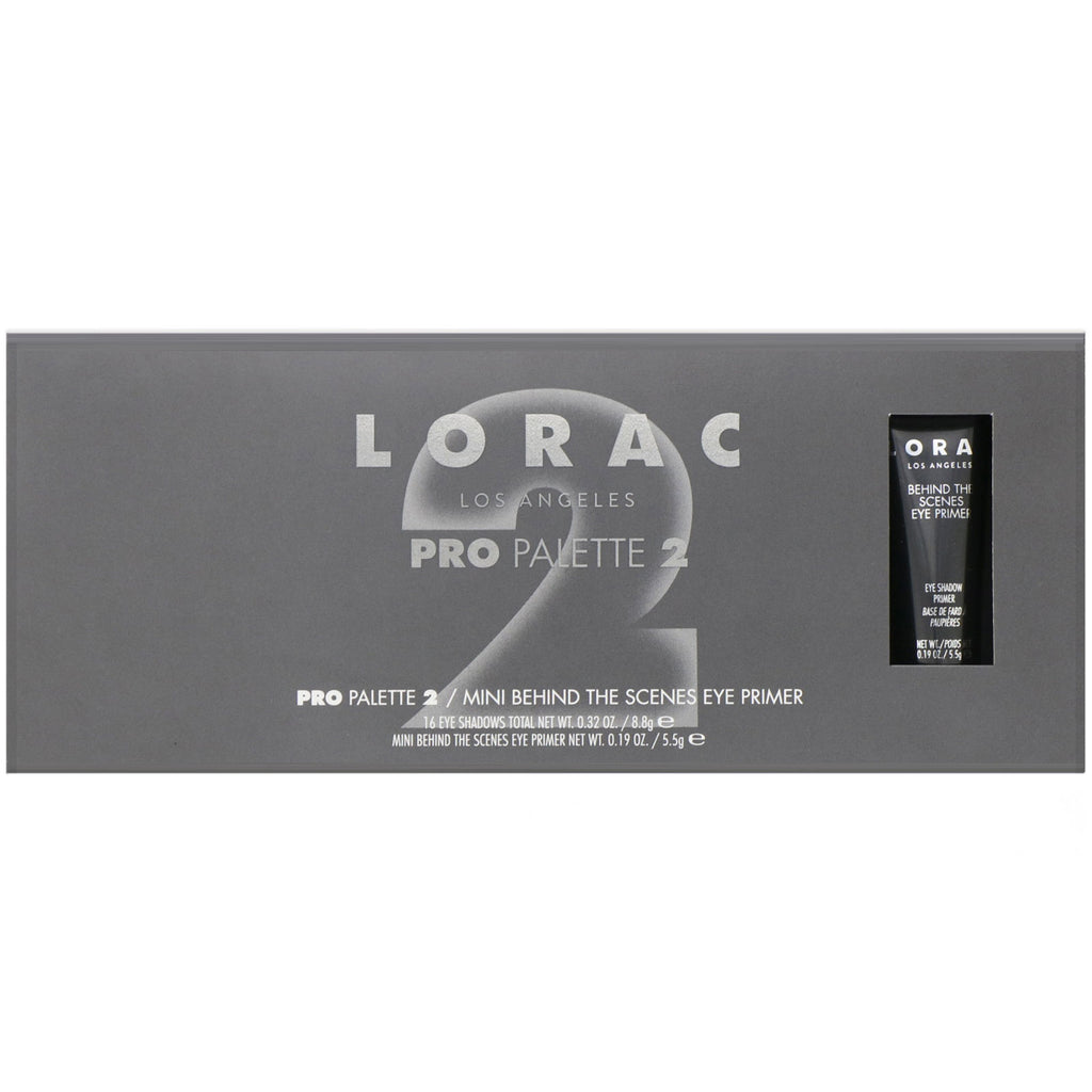 Lorac, Pro Palette 2 med Mini Behind The Scenes Eye Primer, 0,51 oz (14,3 g)
