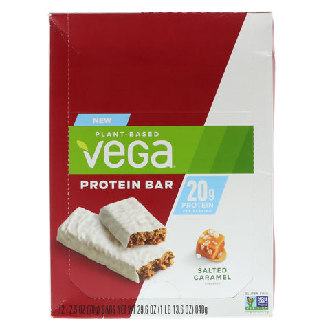 Vega, proteinbar, saltet karamel, 12 barer, 2,5 oz (70 g) hver