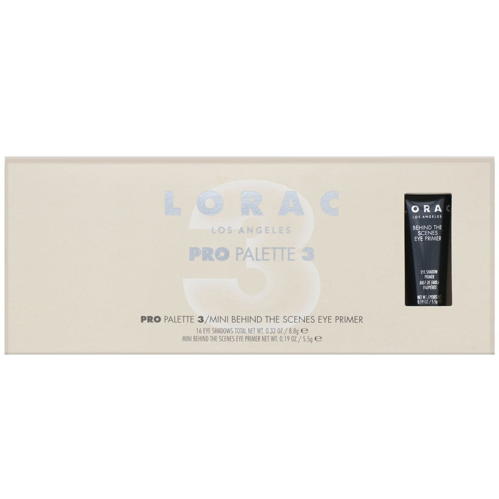 Lorac, Pro Palette 3 med Mini Behind The Scenes Eye Primer, 0,51 oz (14,3 g)