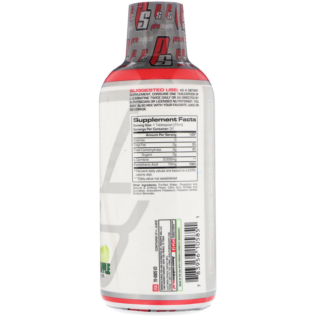 ProSupps, L-Carnitina 3000, manzana verde, 473 ml (16 oz. líq.)