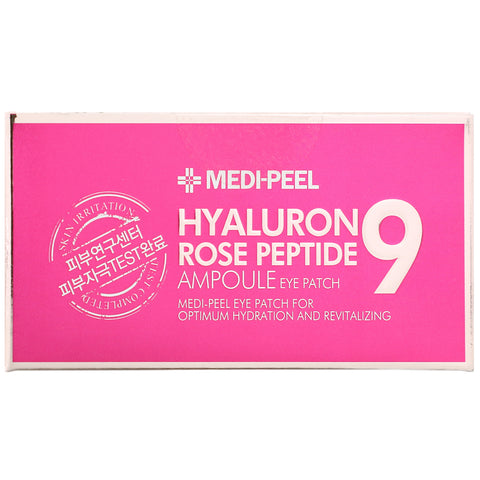 Medi-Peel, Péptido hialurónico 9, parche para ojos en ampolla, rosa, 60 parches