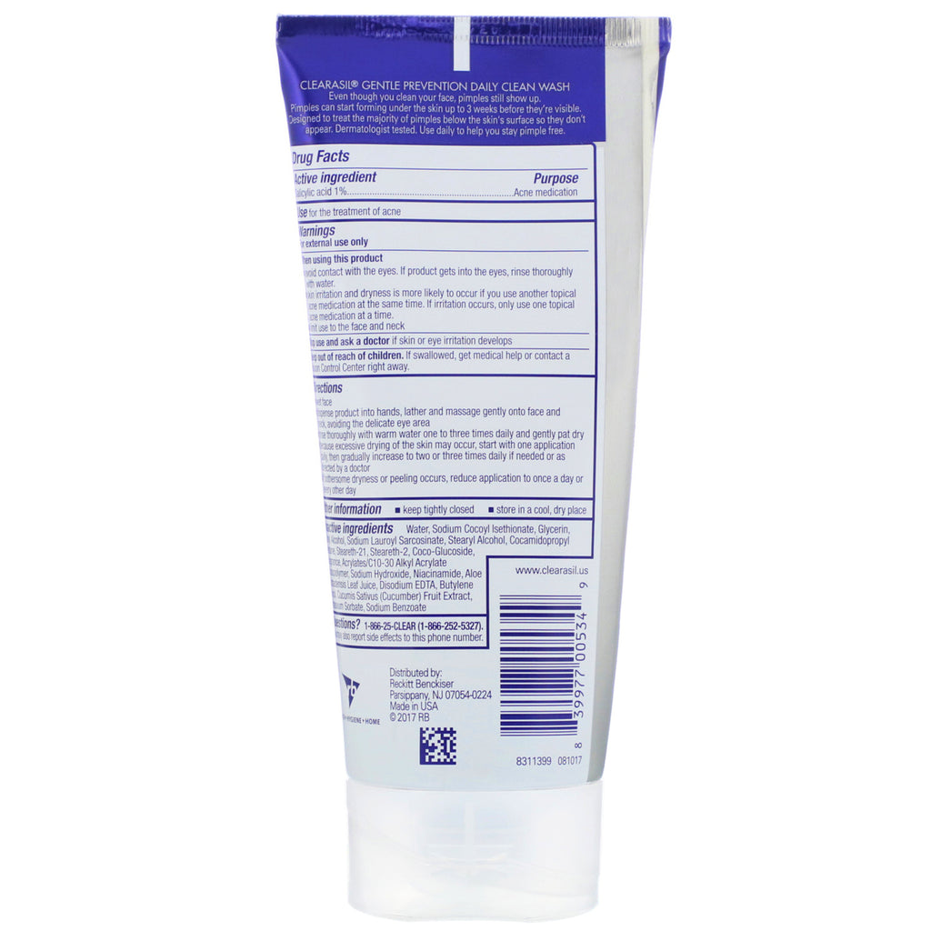 Clearasil, Prevención suave, lavado diario limpio, 6,5 fl oz (192 ml)