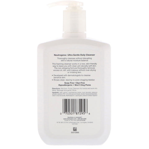 Neutrogena, Ultra suave, limpiador diario, fórmula espumosa, 12 fl oz (354 ml)