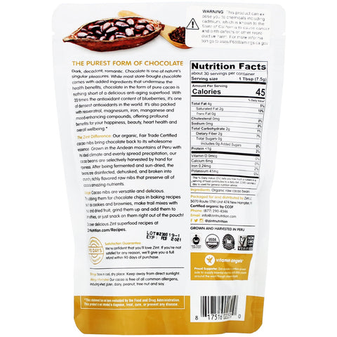 Zint, semillas de cacao crudo, 227 g (8 oz)