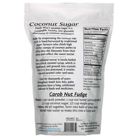 Foods Alive, superalimentos, azúcar de coco, 14 oz (395 g)