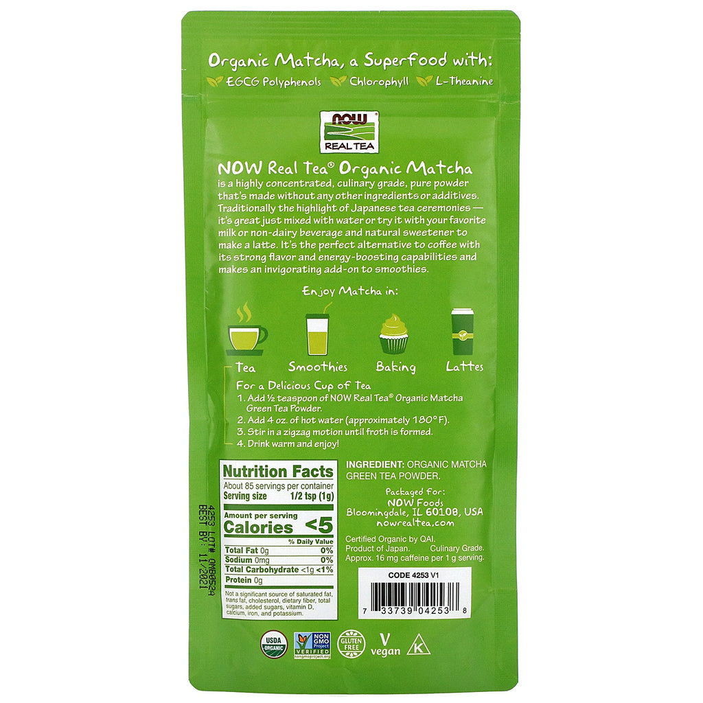 Now Foods, Real Tea,  Matcha Green Tea Powder, 3 oz (85 g)