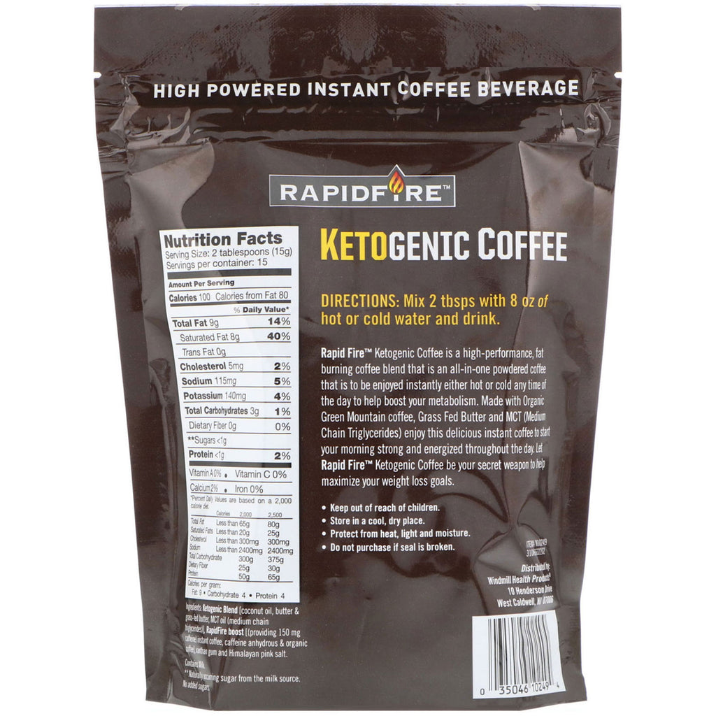 RAPIDFIRE, ketogen kaffe, 7,93 oz (225 g)