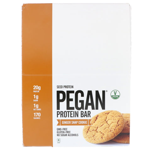 Julian Bakery, PEGAN Proteinbar, Frøprotein, Ginger Snap Cookie, 12 barer, 2,28 oz (64,7 g) hver