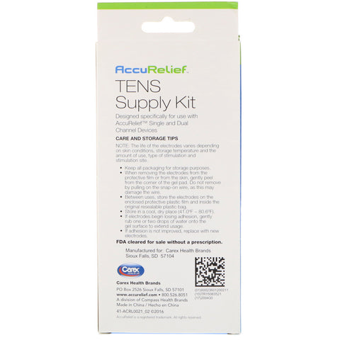 AccuRelief, TENS Supply Kit, 4 Sets of 2 Electrode Pads & 1 Lead Wire