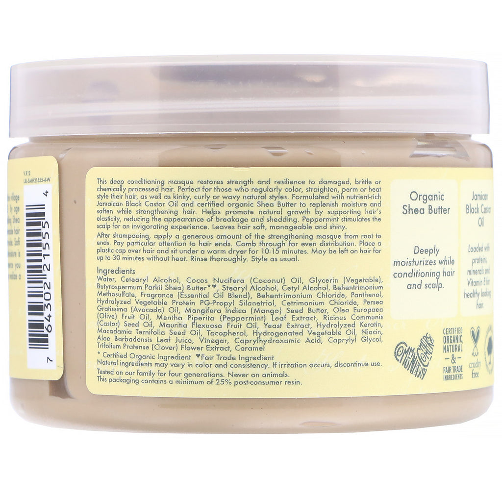 SheaMoisture, aceite de ricino negro jamaicano, mascarilla de tratamiento fortalecedor y restaurador, 12 oz (340 g)