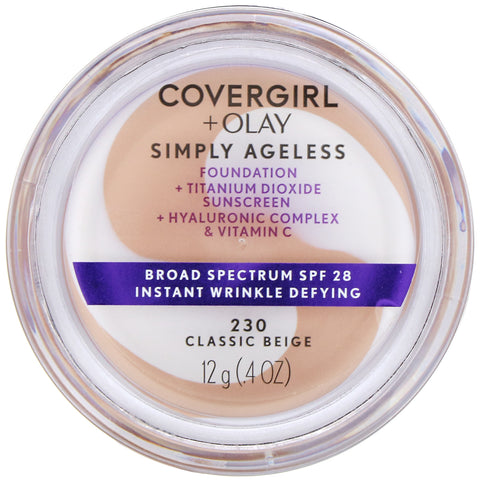 Covergirl, Olay Simply Ageless Foundation, 230 Classic Beige, 0,4 oz (12 g)