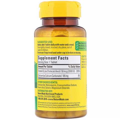 Naturfremstillet, vitamin D3, 50 mcg, 100 tabletter