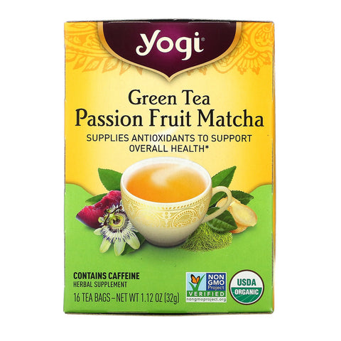 Yogi Tea, Green Tea, Passion Fruit Matcha, 16 Tea Bags, 1.12 oz (32 g)