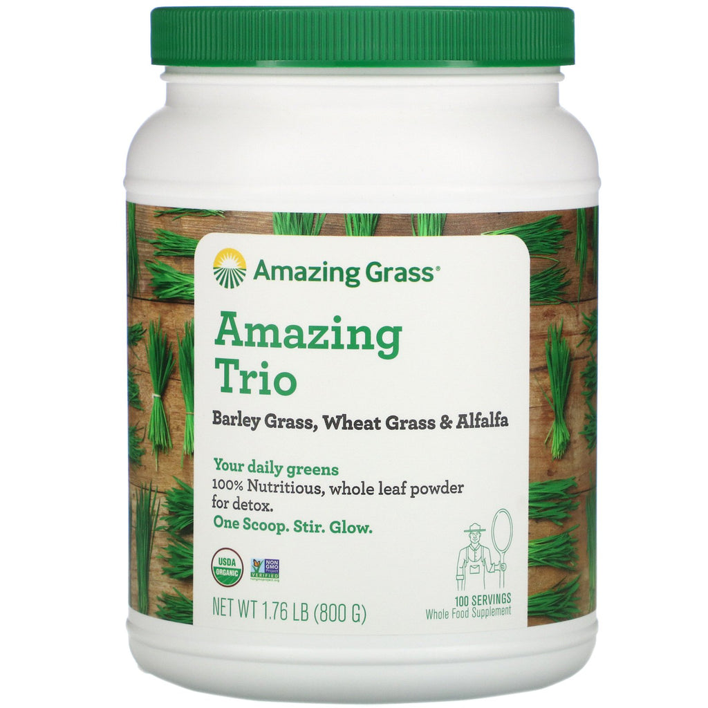 Amazing Grass, Amazing Trio, Barley Grass & Wheat Grass & Alfalfa, 28.2 oz (800 g)