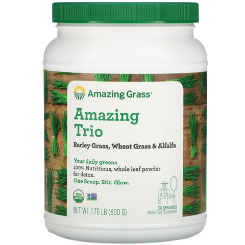 Amazing Grass, Amazing Trio, Barley Grass & Wheat Grass & Alfalfa, 28.2 oz (800 g)
