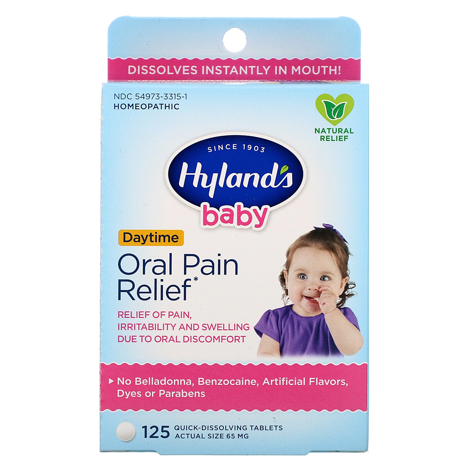 Hyland's, Baby, Oral Pain Relief Daytime, 125 Quick-Dissolving Tablets