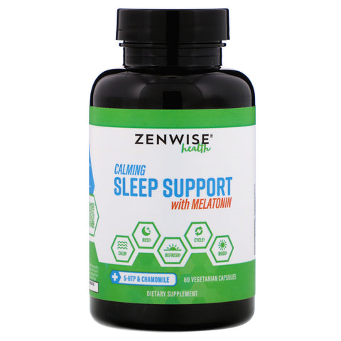 Zenwise Health, Calming Sleep Support with Melatonin, 60 Vegetarian Capsules