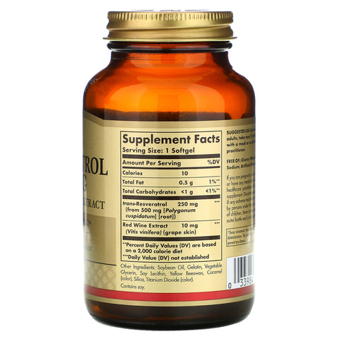 Solgar, Resveratrol, 250 mg, 60 Softgels