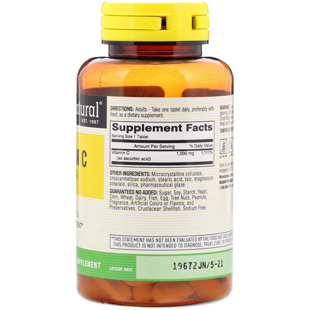Mason Natural, Vitamin C, 1,000 mg, 100 Tablets