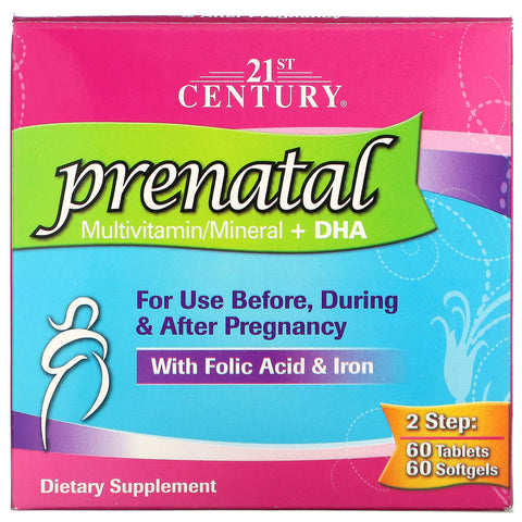 21st Century, Prenatal Multivitamin/Mineral + DHA, 2 Bottles, 60 Tablets / 60 Softgels