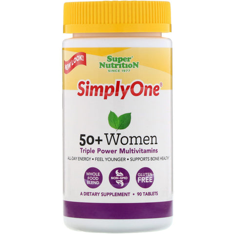 Super Nutrition, SimplyOne, 50+ Women, Triple Power Multivitamins, 90 Tablets