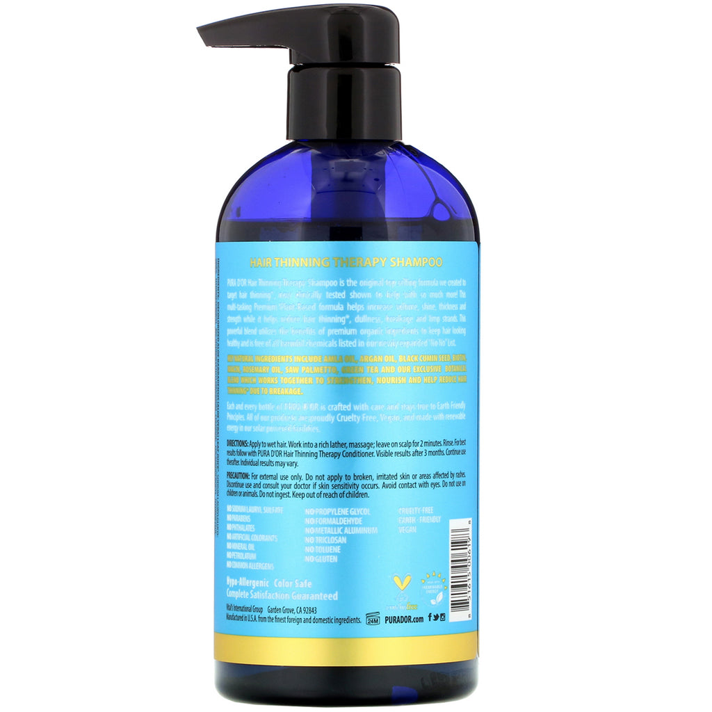 Pura D'or, hårfortyndende terapi shampoo, lavendel vanilje, 16 fl oz (473 ml)