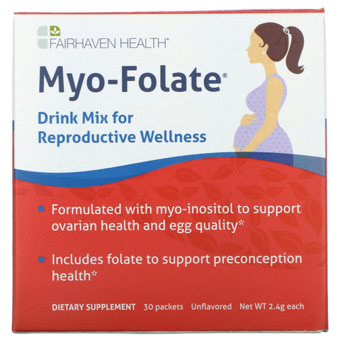 Fairhaven Health, Myo-Folate, Drink Mix for Reproductive Wellness, Unflavored, 30 Packets, 2.4 g Each