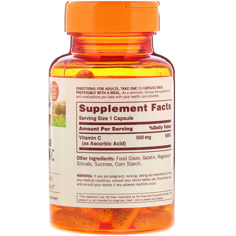 Sundown Naturals, vitamina C, liberación programada, 500 mg, 90 cápsulas