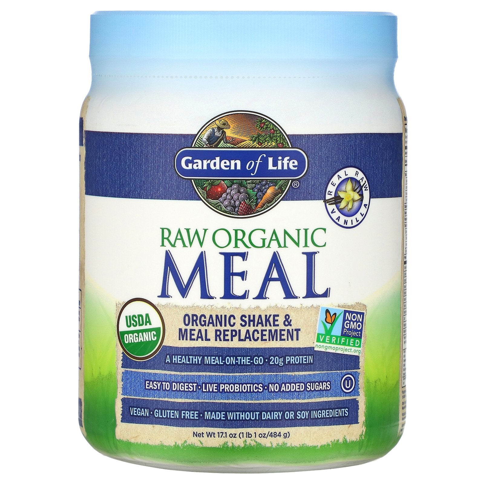 Garden of Life, RAW Organic Meal, Shake & Meal Replacement, Vanilla, 1 lb 1 oz (484 g)