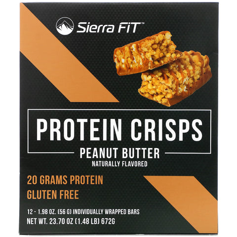 Sierra Fit, Protein Crisps, Peanut Butter, 12 Bars, 1.98 oz (56 g) Each