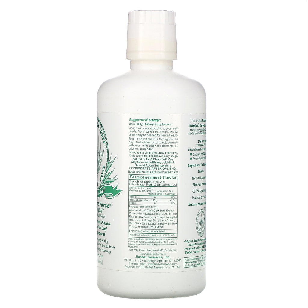 Herbal Answers, Herbal Aloe Force, crudo purificado, 32 fl oz (946 ml)
