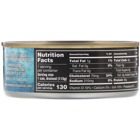 Crown Prince Natural, Tongol Tuna, Chunk Light - Intet tilsat salt, i kildevand, 5 oz (142 g)