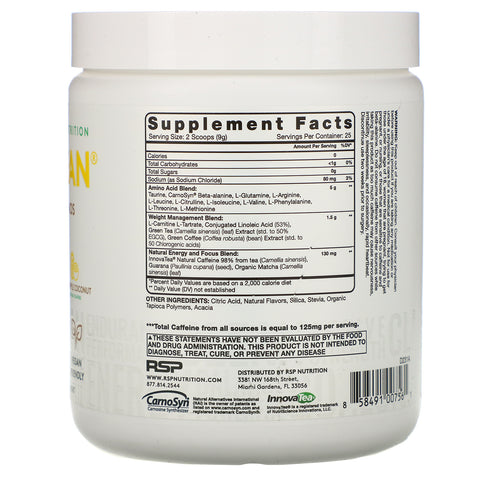 RSP Nutrition, AminoLean, Essential Vegan Aminos, Ananas Coconut, 7,94 oz (225 g)