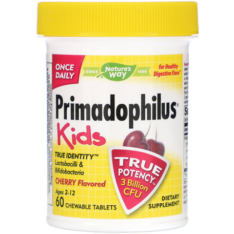 Nature's Way, Primadophilus, Kids, Age 2-12, Cherry Flavored, 60 Chewable Tablets
