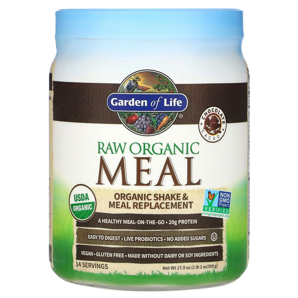 Garden of Life, RAW Organic Meal, Shake & Meal Replacement, Chocolate Cacao, 1 lb 2 oz (509 g)