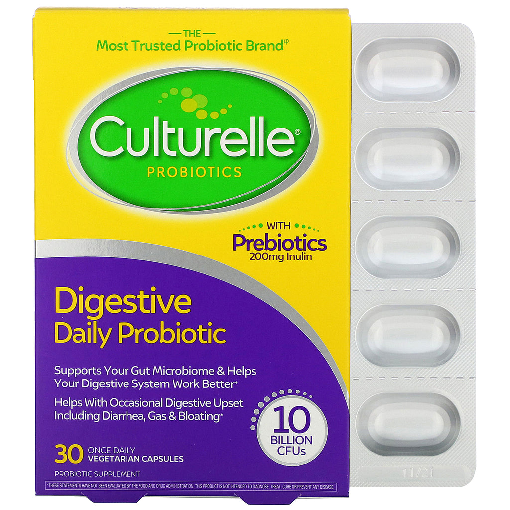 Culturelle, Probiotics, Digestive Daily Probiotic, 10 Billion CFUs, 30 Once Daily Vegetarian Capsules