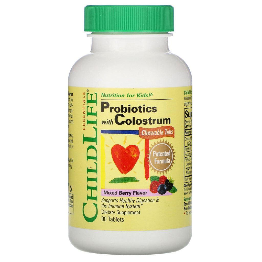 ChildLife, Probiotics with Colostrum, Mixed Berry Flavor, 90 Chewable Tablets