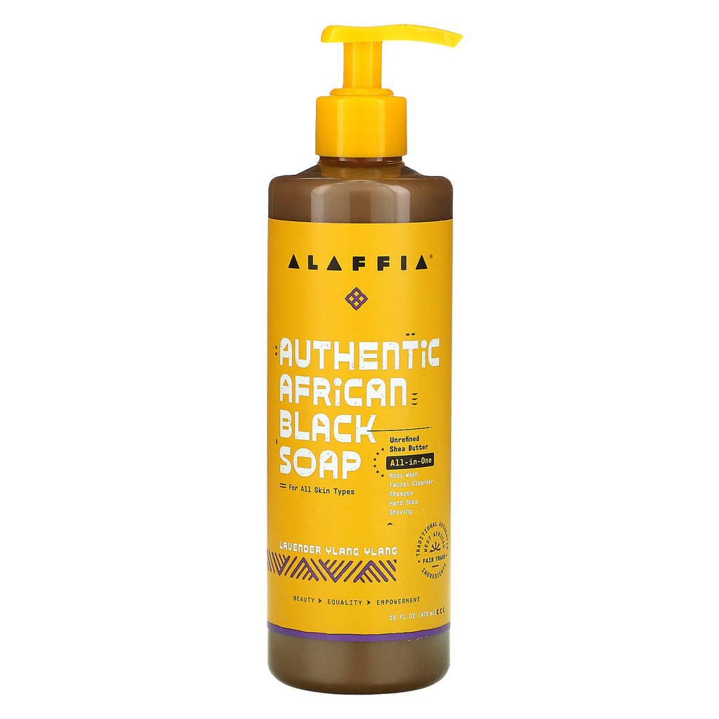 Alaffia, Authentic African Black Soap, Lavender Ylang Ylang, 16 fl oz (478 ml)