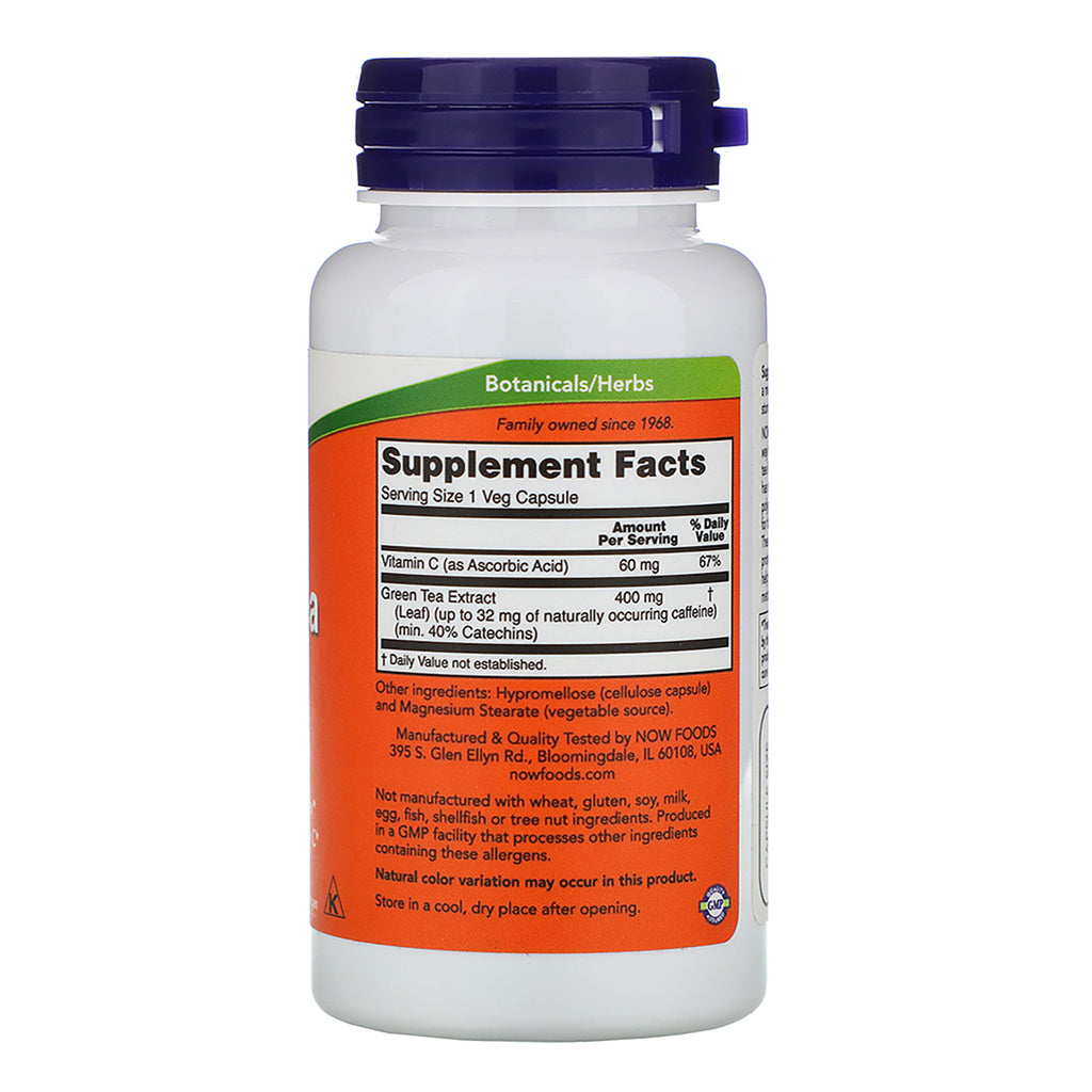 Now Foods, Extracto de té verde, 400 mg, 100 cápsulas vegetales