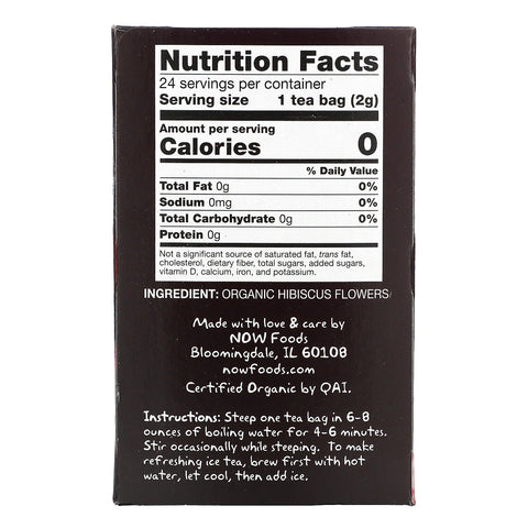 Now Foods,  Real Tea, ally Hip Hibiscus, Caffeine-Free, 24 Tea Bags, 1.7 oz (48 g)