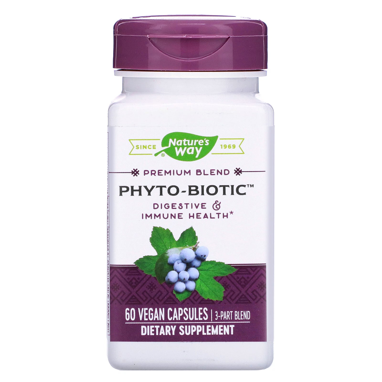Nature's Way, Phyto-Biotic, Digestive & Immune Health, 3 Part Blend, 60 Vegan Capsules