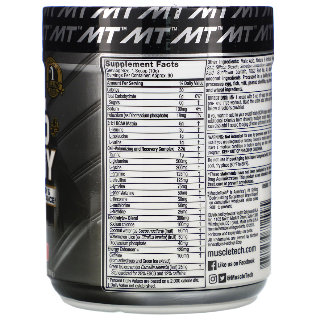 Muscletech, Platinum Amino Plus Energy, Vandmelon, 10,15 oz (288 g)