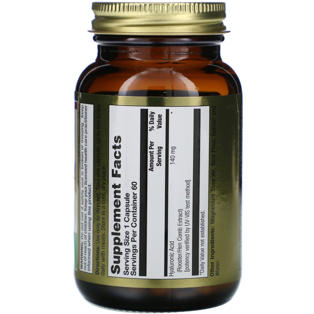 Livstidsvitaminer, naturlig hyaluronsyre, 140 mg, 60 kapsler