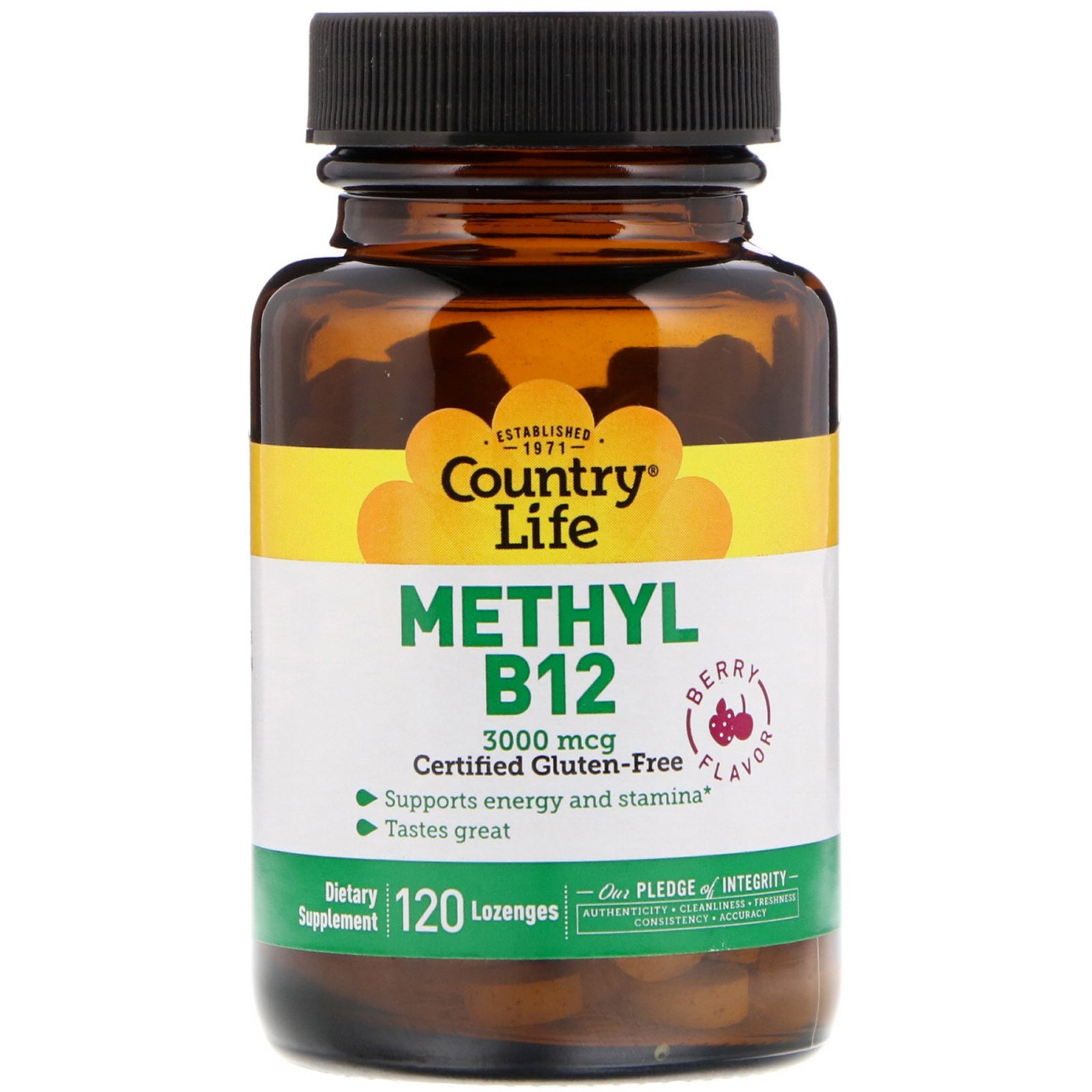 Country Life, Methyl B12, Berry, 3,000 mcg, 120 Lozenges