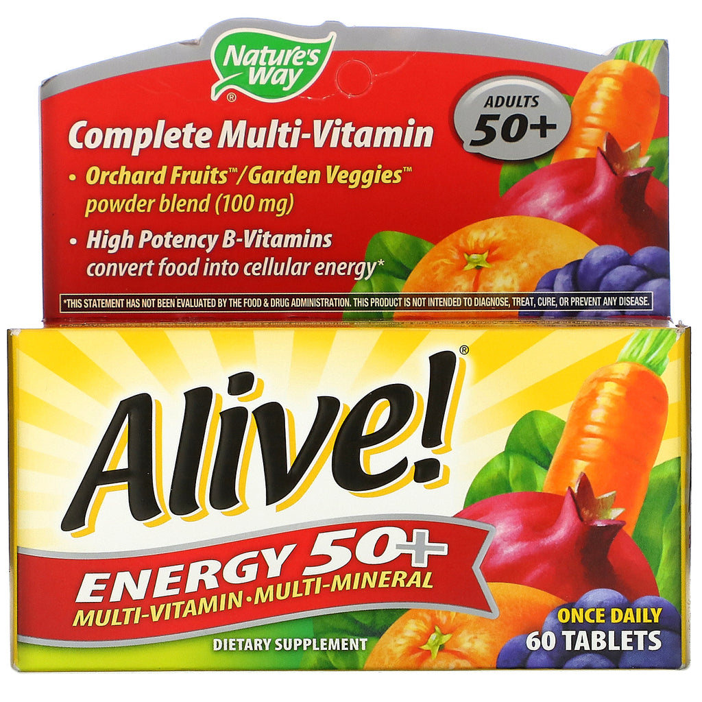 Naturens måde, i live! Energi 50+, Multi-Vitamin-Multi-Mineral, Voksne 50+, 60 tabletter